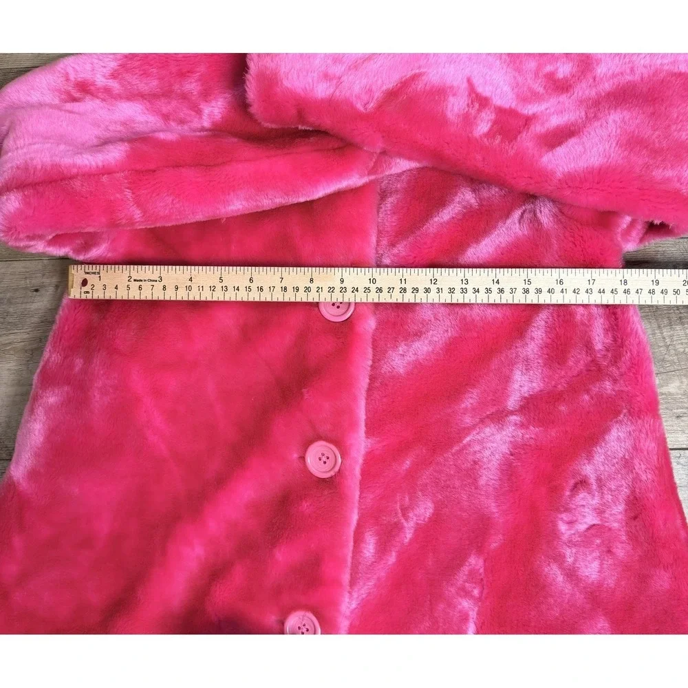 Hot Pink Faux Fur Coat Girls‎  lining Size XL/(16) Super Soft 75% ACRYLIC.
